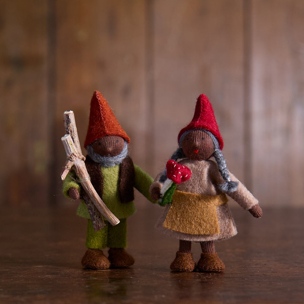 Grand-père gnome d’automne en laine fait main - Noir