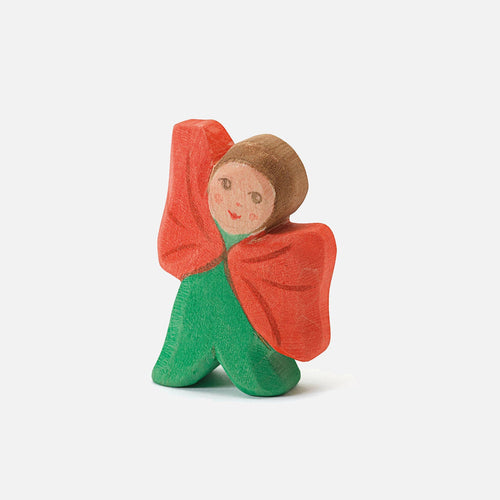 Handgefertigte florale Holzfigur - 6,5 x 2 x 4,5 cm