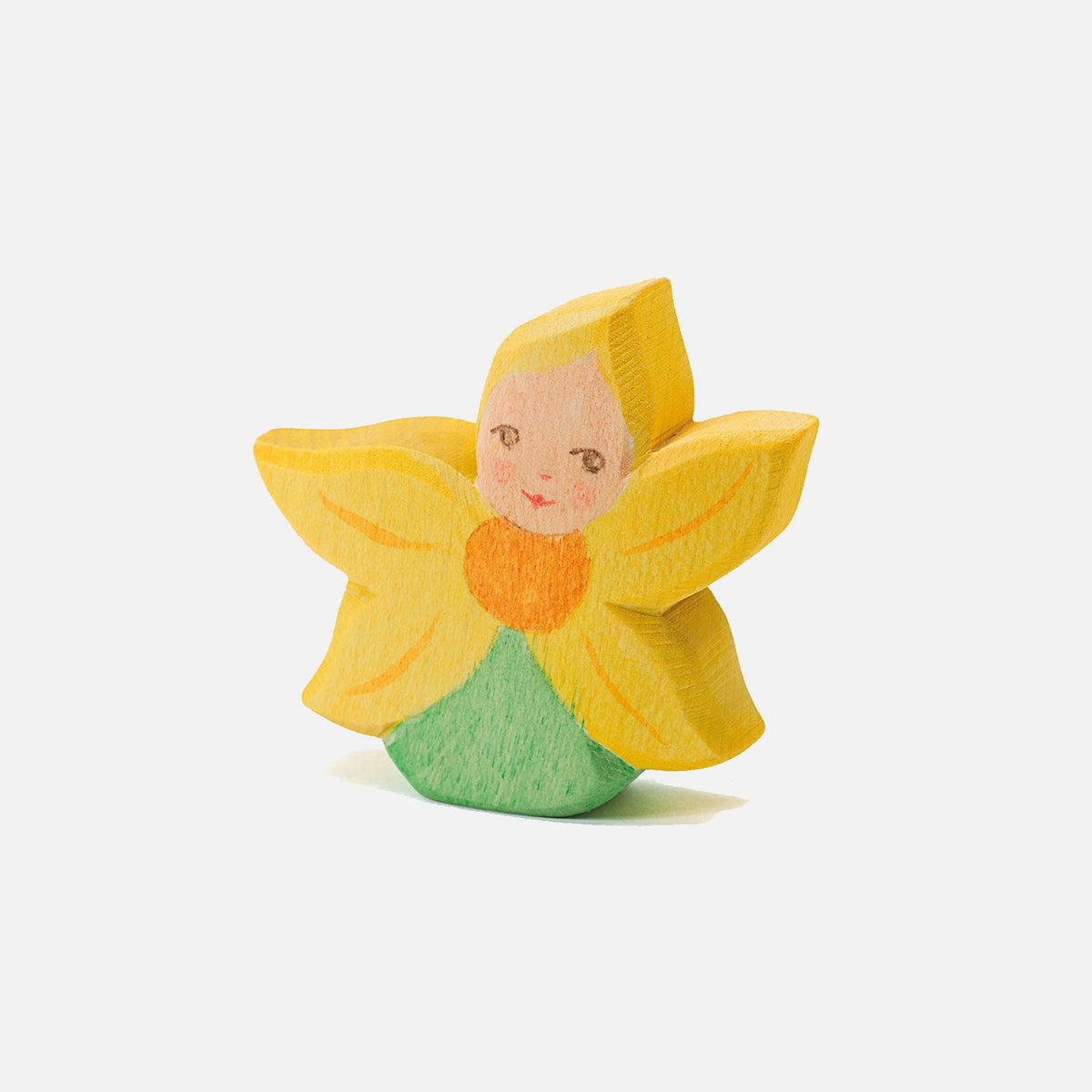 Figurine florale en bois artisanale - 6,4 x 2 x 7 cm